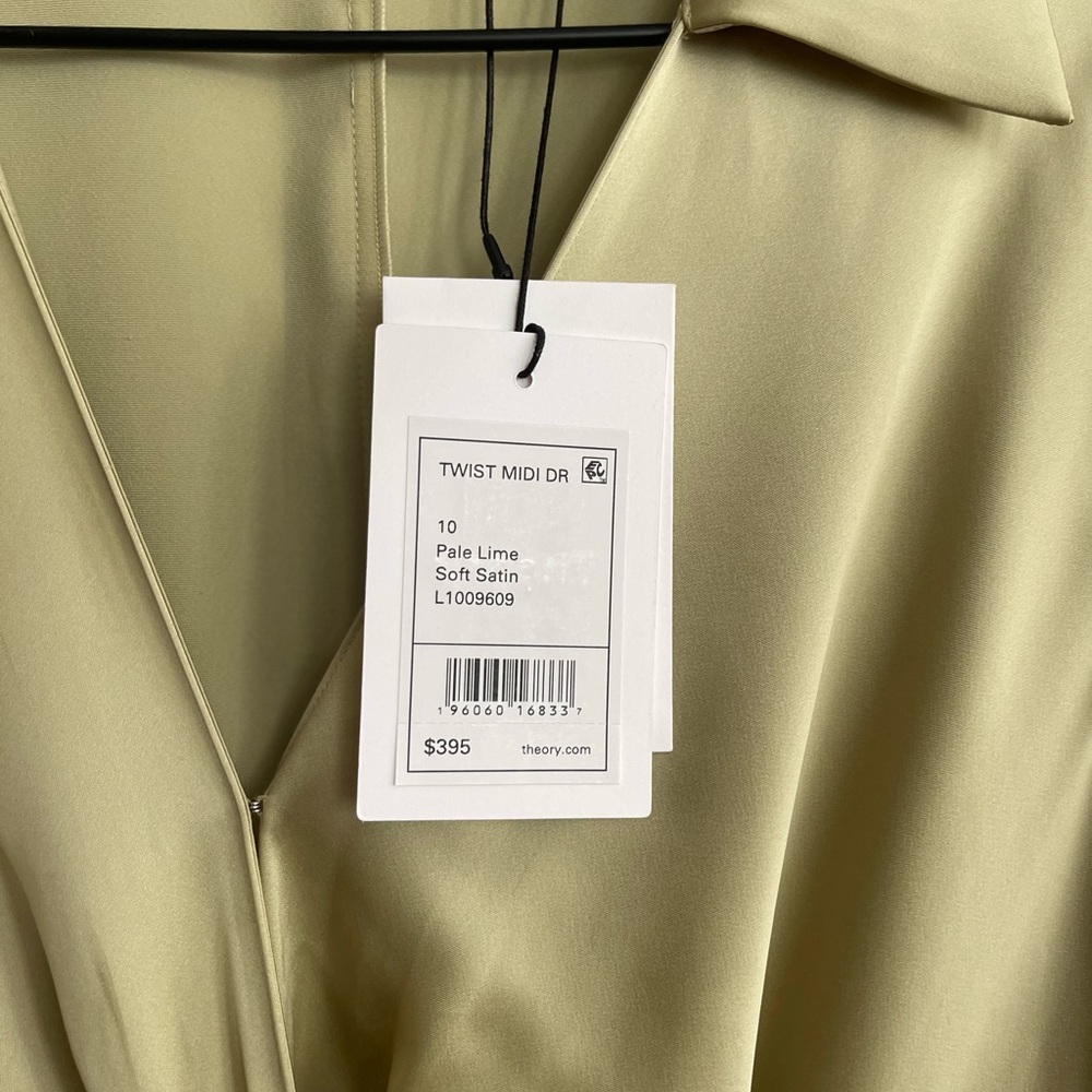 Theory Women’s Satin Twist Front Midi Dress Elegant Cocktail Evening Wear Sz 10 - Picture 6 of 10